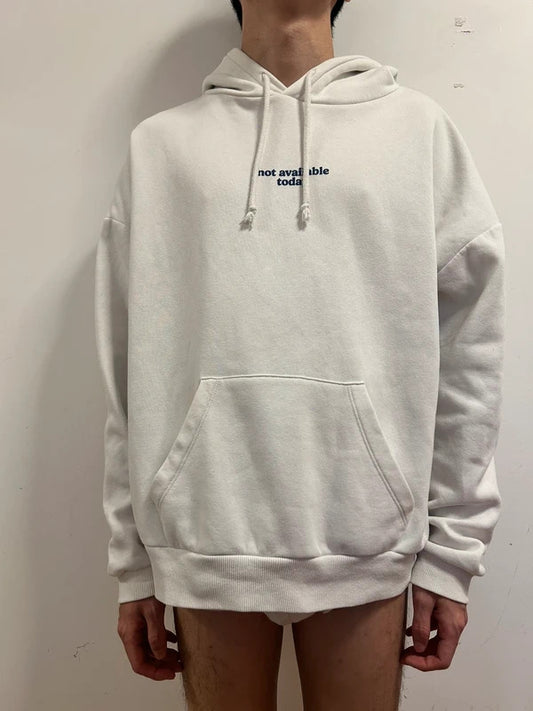 Subdued White “My Face Is Not Available Today” Slogan Hoodie M