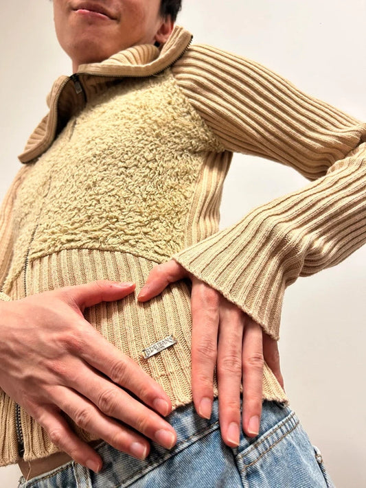 BDG Urban Outfitters Beige Teddy Knit Zip Cardigan Size M
