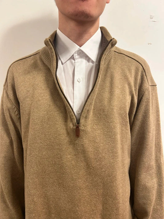 vintage oscar de la renta half zip knit xl