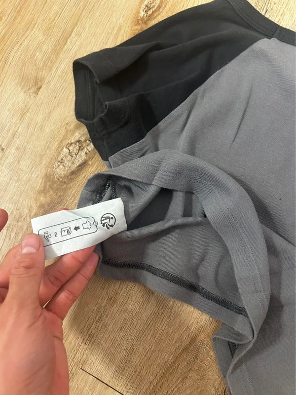 Minga London Star Patch Cropped Baby Tee | Grey Black Y2K XS