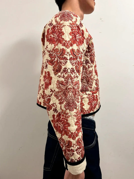 LIME Quilted Floral Cropped Jacket | Korean Boutique Style UK10–12