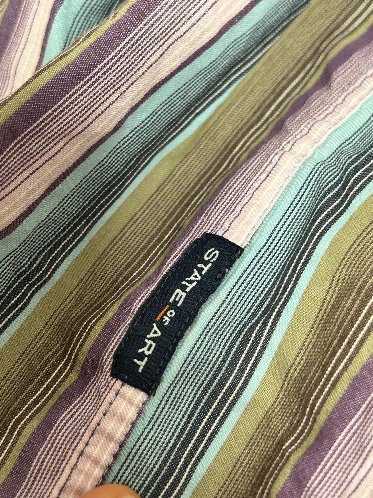 State of Art Men’s Striped Button-Down Shirt XL 100% Cotton Pastel Vintage