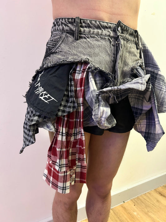 WEIRD MARKET Deconstructed Patchwork Mini Skirt S AvantGarde Punk Grunge Y2K