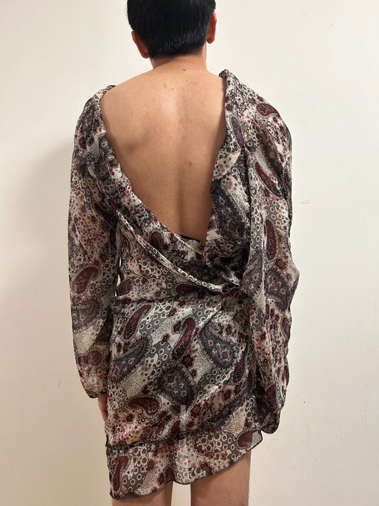 Vintage Paisley Chiffon Blouse Size XXL Sheer Bohemian Romantic Top