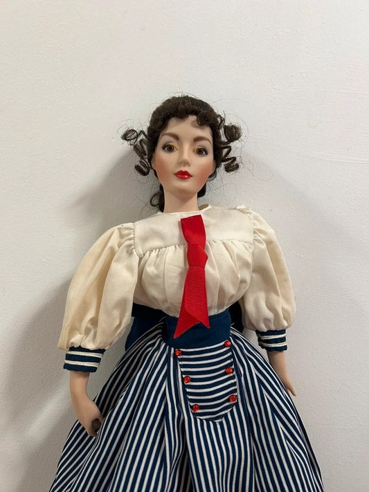 Franklin Heirloom Gibson Girl porcelain doll sailor dress vintage collectible