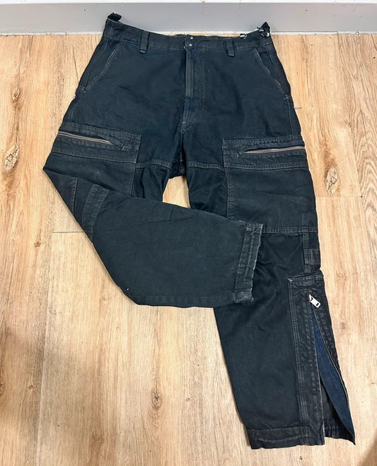 Vintage diesel d-lukis black runway straight jeans w32 l32 zip hem utility denim