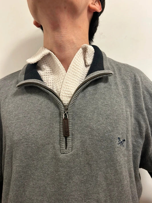 crew clothing grey quarter zip jumper xxl organic cotton