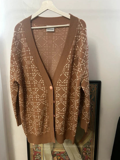 Harry Potter Hogwarts Brown Monogram Cardigan |Oversized Wizardcore Academia