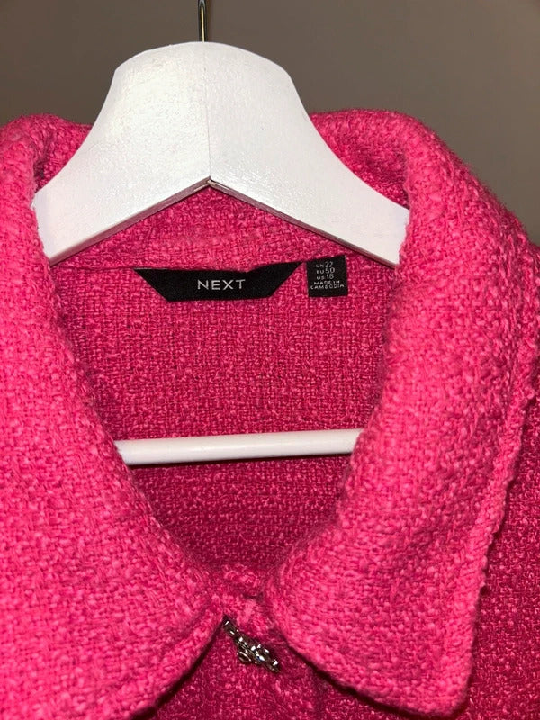 Next Pink Tweed Jacket with Crystal jewel Buttons – UK 22