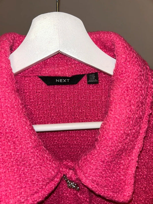 Next Pink Tweed Jacket with Crystal jewel Buttons – UK 22