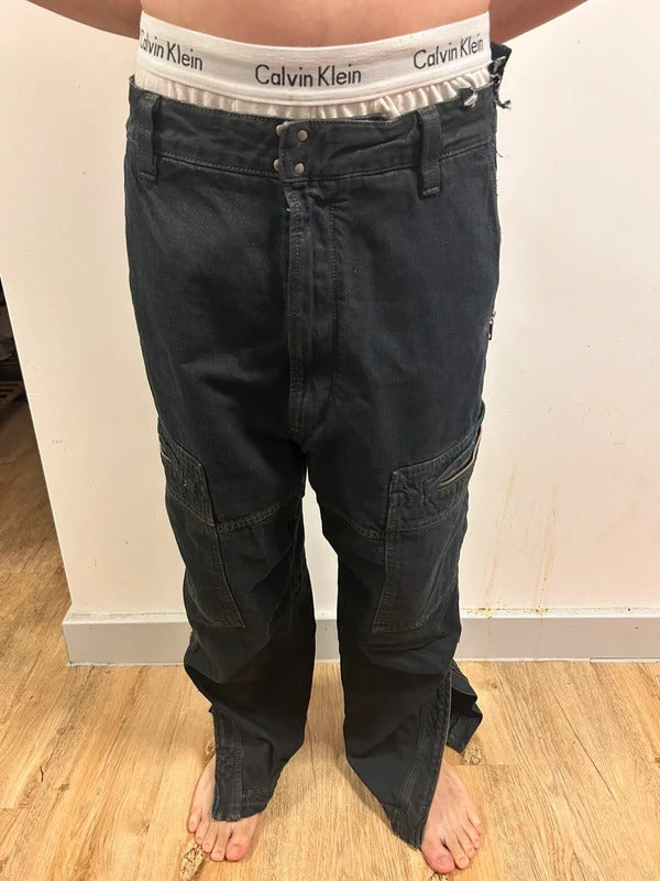 Vintage diesel d-lukis black runway straight jeans w32 l32 zip hem utility denim