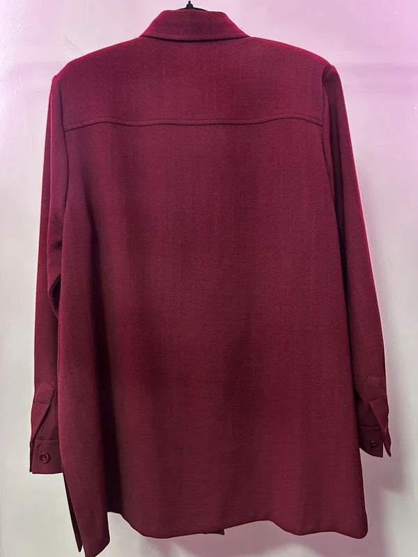 Vintage Eastex Burgundy Longline Blouse UK 16 EU 42 Structured Tunic Shirt