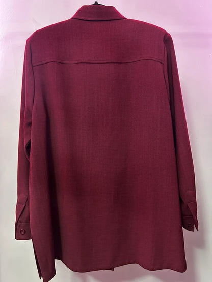 Vintage Eastex Burgundy Longline Blouse UK 16 EU 42 Structured Tunic Shirt