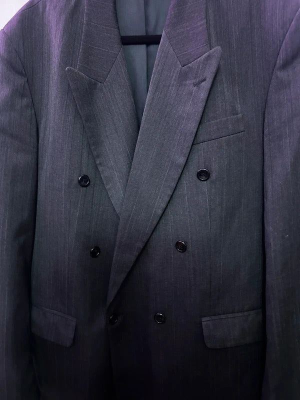 Vintage Horne Brothers Charcoal Pinstripe Double Breasted Blazer UK 44 EU 54