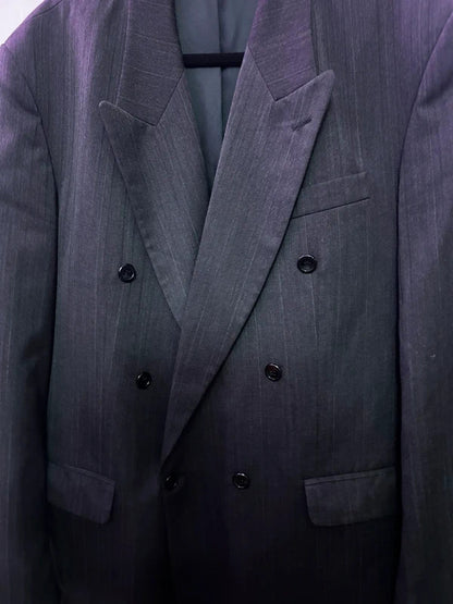 Vintage Horne Brothers Charcoal Pinstripe Double Breasted Blazer UK 44 EU 54