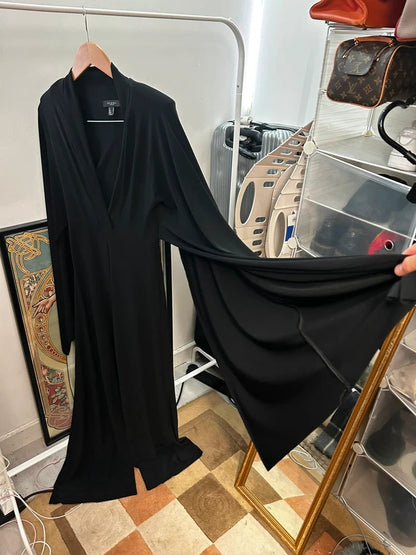 Dramatic Black Club L London Cape Sleeve Jumpsuit UK 8