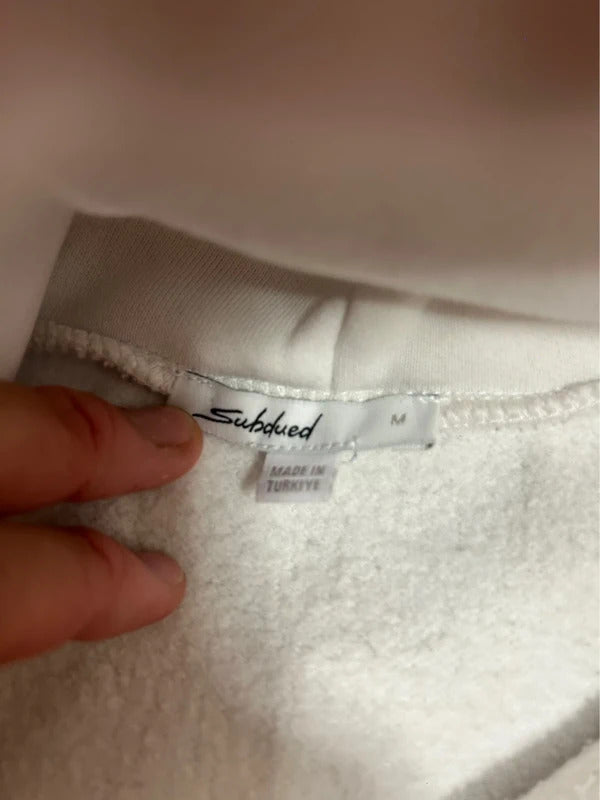 Subdued White “My Face Is Not Available Today” Slogan Hoodie M
