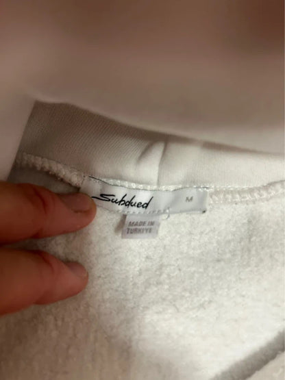 Subdued White “My Face Is Not Available Today” Slogan Hoodie M