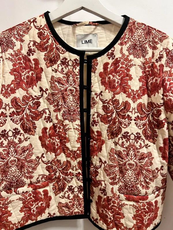 LIME Quilted Floral Cropped Jacket | Korean Boutique Style UK10–12