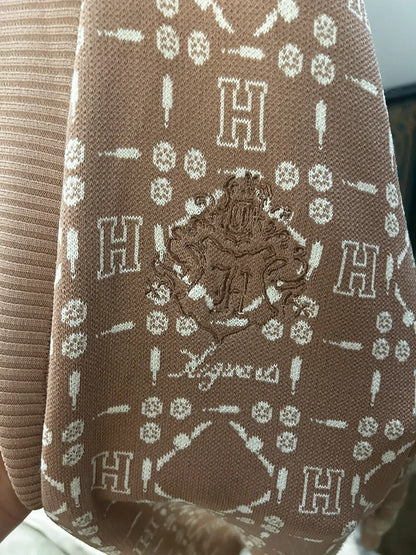 Harry Potter Hogwarts Brown Monogram Cardigan |Oversized Wizardcore Academia