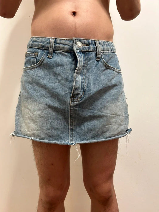 SHEIN Light Wash Raw Hem Denim Mini Skirt Size S / UK 8