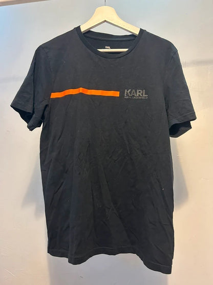 Karl Lagerfeld Black T-Shirt  Logo  Size L Clean Minimal Designer Piece
