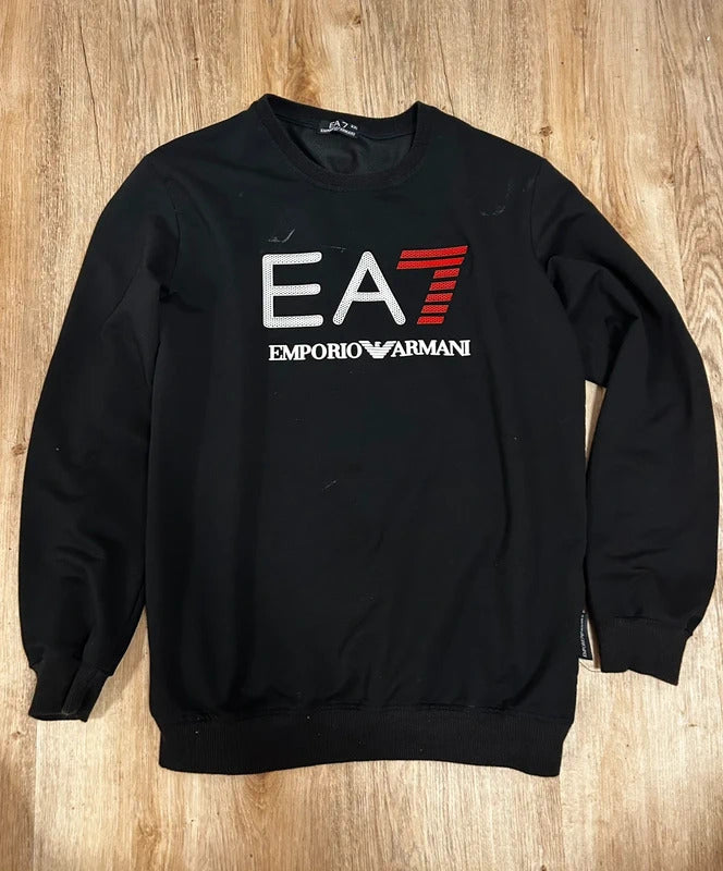 EA7 Emporio Armani Black Logo Sweatshirt | Sport Luxe Crewneck