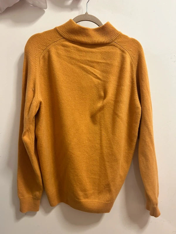 Vintage Baileys Mustard Yellow 100% Lambswool Half-Zip Jumper Size XL