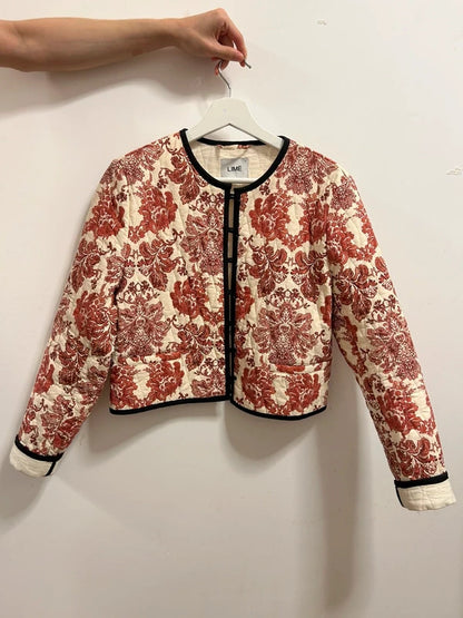 LIME Quilted Floral Cropped Jacket | Korean Boutique Style UK10–12