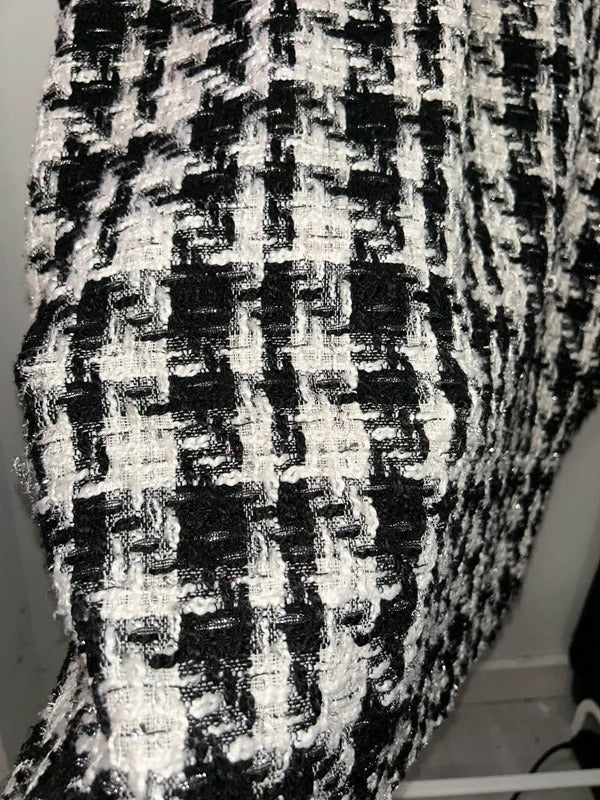 Charlie Luciano Black White Tweed Oversized Shacket Size L / UK 20