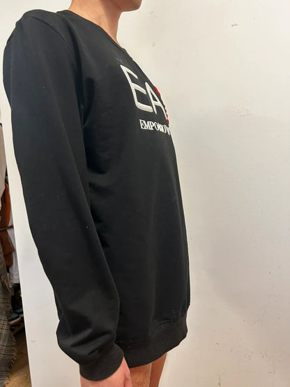 EA7 Emporio Armani Black Logo Sweatshirt | Sport Luxe Crewneck