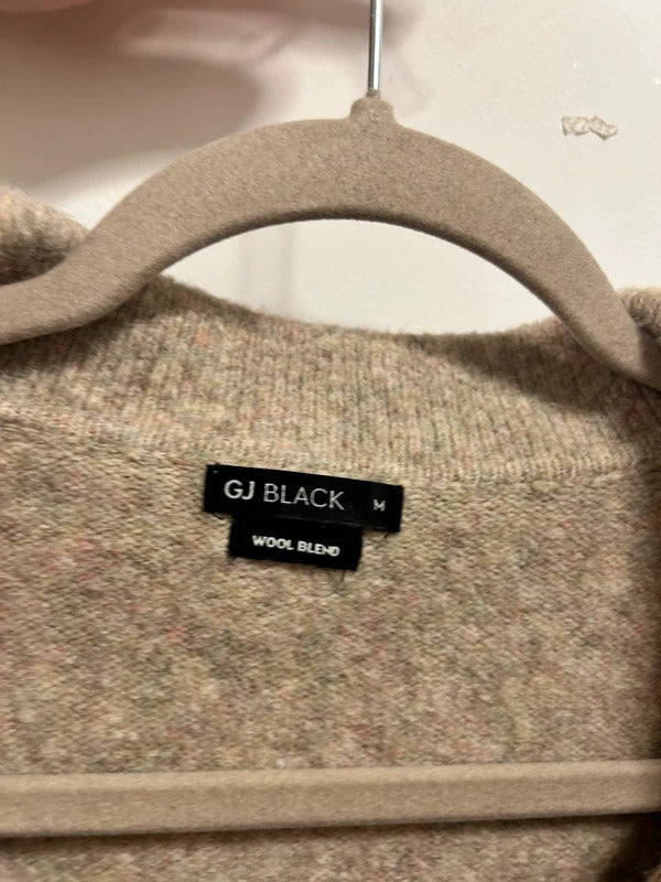old money Gloria Jeans Beige Wool Blend short sleeve Knit polo top Size M
