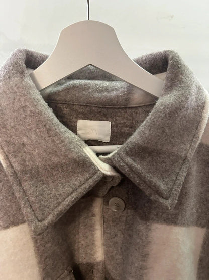 H&M Oversized Taupe & Cream Blanket-Check Overshirt Jacket