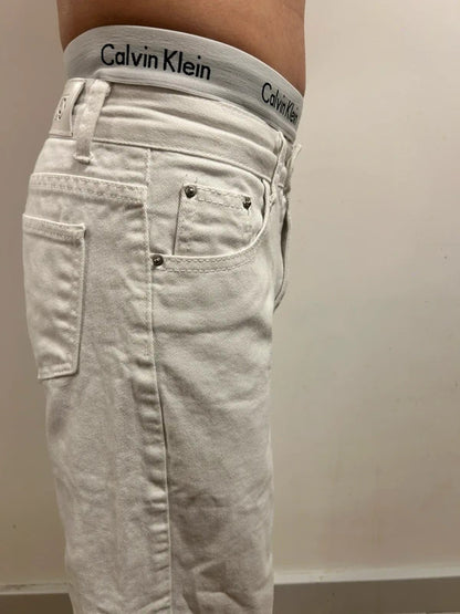 Riley Marseille White Straight Leg Jeans XS Low Rise Relaxed Denim