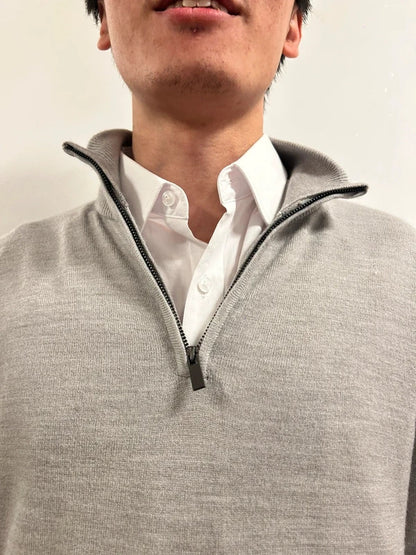 EASY Grey Half-Zip Knit Jumper Minimal Editorial Layering Piece Size S