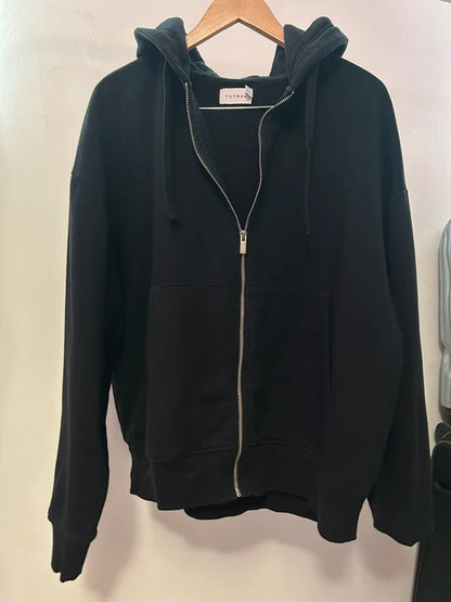 Topman Black Oversized Zip Hoodie M
