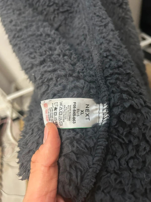NEXT Slate Grey Borg Hooded Oversized Teddy Fleece Robe Coat