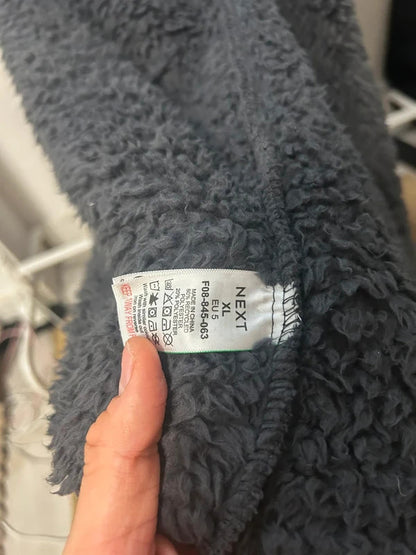 NEXT Slate Grey Borg Hooded Oversized Teddy Fleece Robe Coat