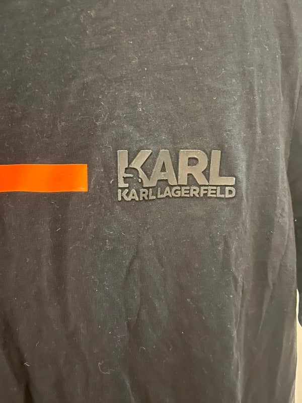 Karl Lagerfeld Black T-Shirt  Logo  Size L Clean Minimal Designer Piece