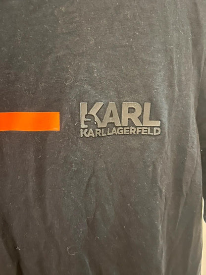 Karl Lagerfeld Black T-Shirt  Logo  Size L Clean Minimal Designer Piece