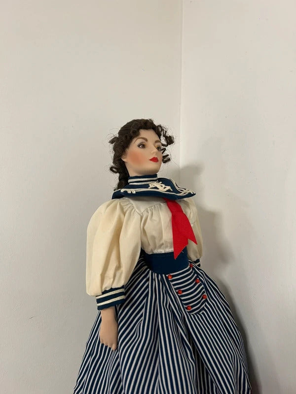 Franklin Heirloom Gibson Girl porcelain doll sailor dress vintage collectible