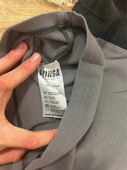 Minga London Star Patch Cropped Baby Tee | Grey Black Y2K XS