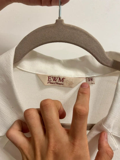 ewm pure classics white linen-look open collar shirt uk 18