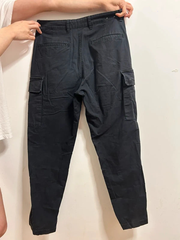 Uniqlo Black Cotton Cargo Trousers Size S Unisex Utility Pants