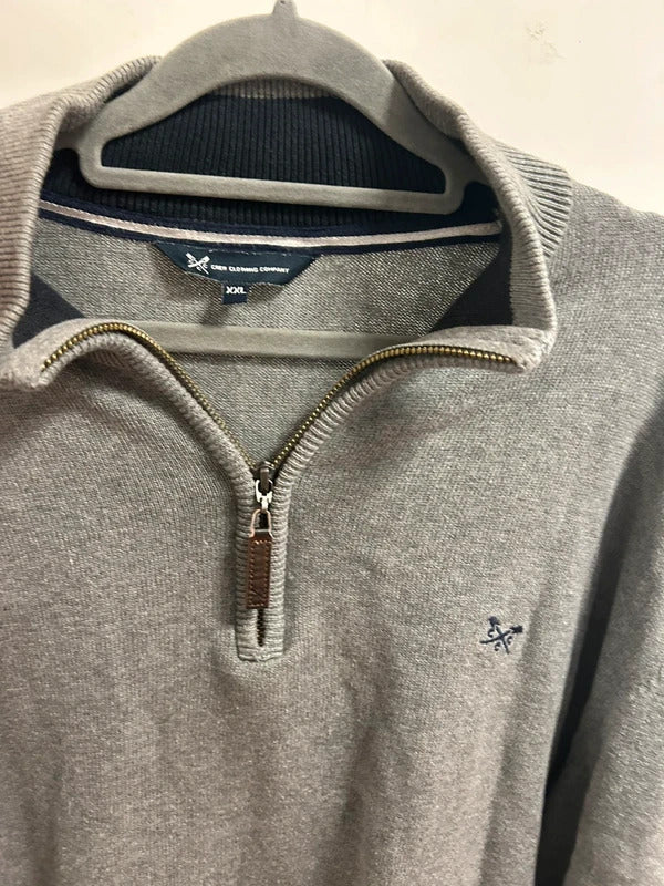crew clothing grey quarter zip jumper xxl organic cotton