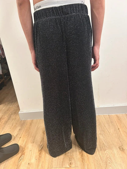 Monki Sparkly Wide Leg Trousers Glitter Palazzo Evening Trousers  S
