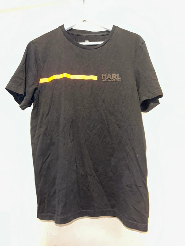 Karl Lagerfeld Black T-Shirt  Logo  Size L Clean Minimal Designer Piece