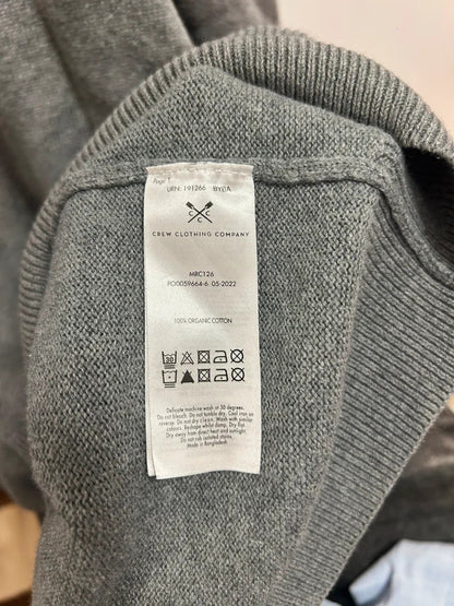 crew clothing grey quarter zip jumper xxl organic cotton
