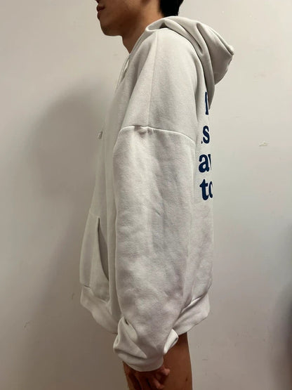 Subdued White “My Face Is Not Available Today” Slogan Hoodie M