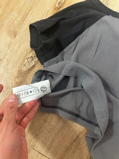 Minga London Star Patch Cropped Baby Tee | Grey Black Y2K XS